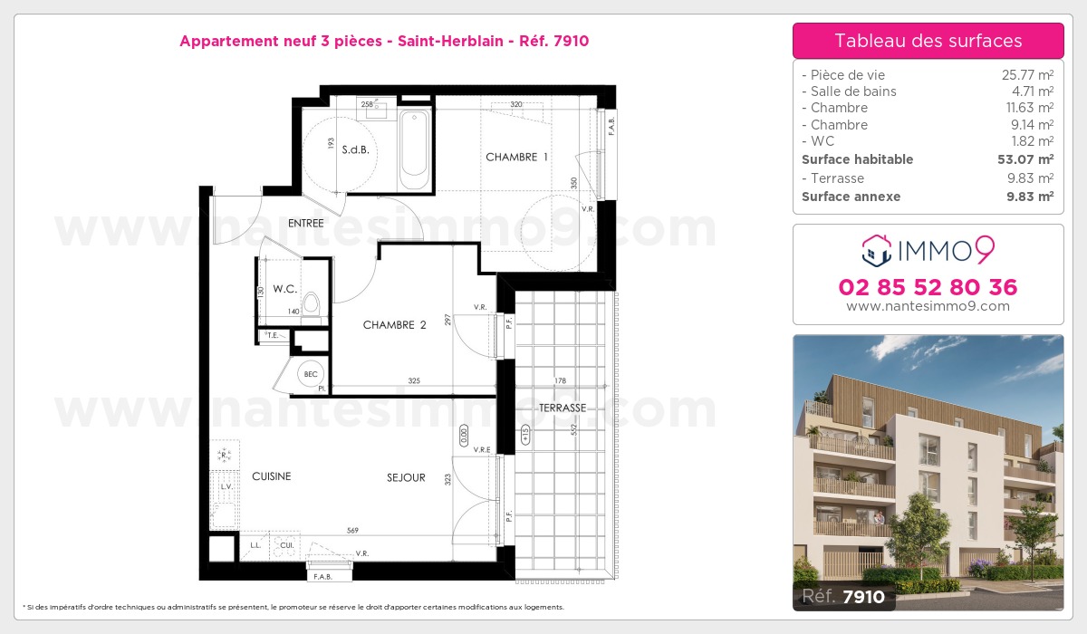 Plan et surfaces, Programme neuf Saint-Herblain Référence n° 7910