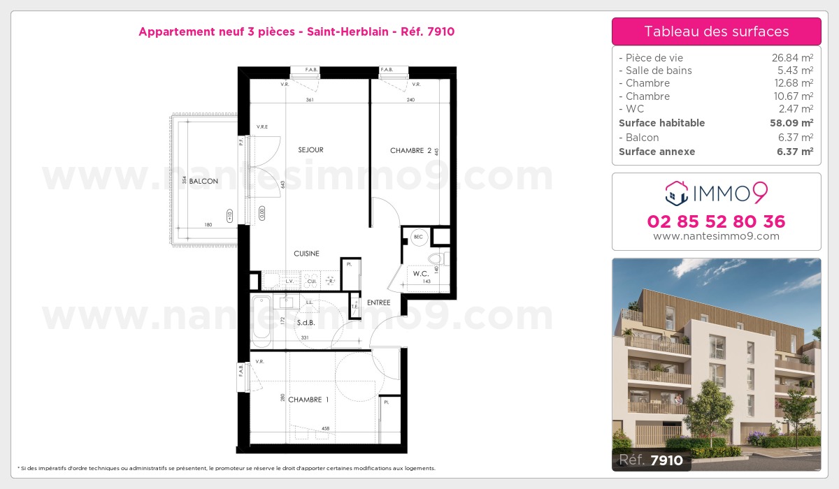Plan et surfaces, Programme neuf Saint-Herblain Référence n° 7910
