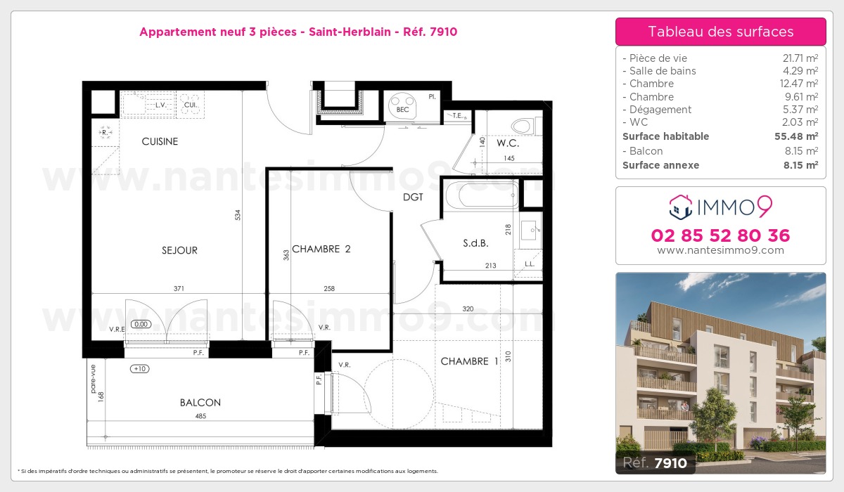 Plan et surfaces, Programme neuf Saint-Herblain Référence n° 7910