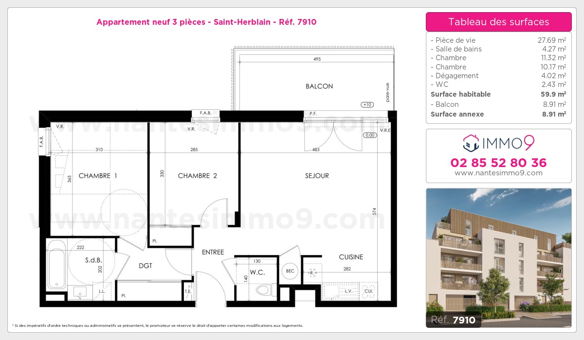 Plan et surfaces, Programme neuf Saint-Herblain Référence n° 7910