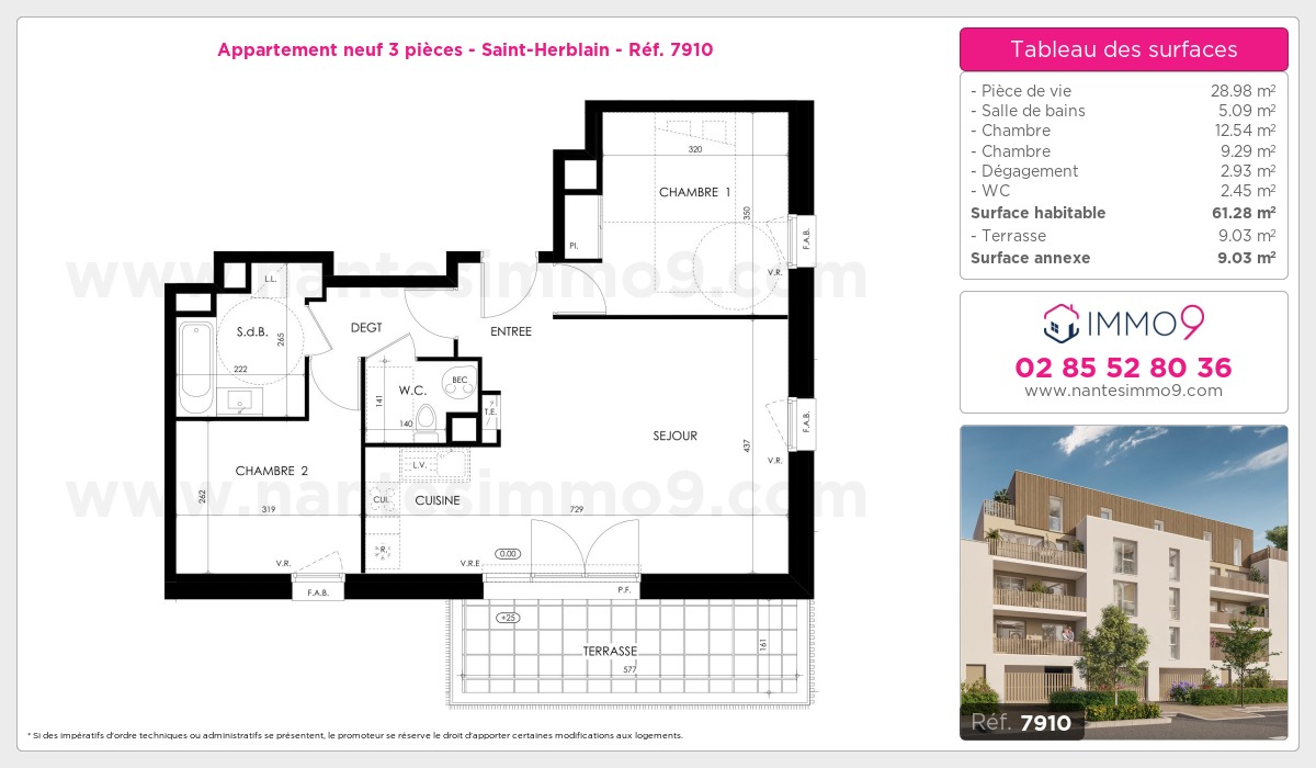 Plan et surfaces, Programme neuf Saint-Herblain Référence n° 7910