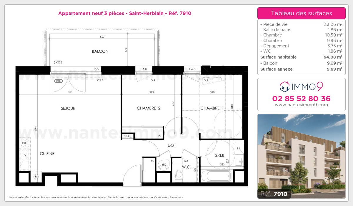 Plan et surfaces, Programme neuf Saint-Herblain Référence n° 7910