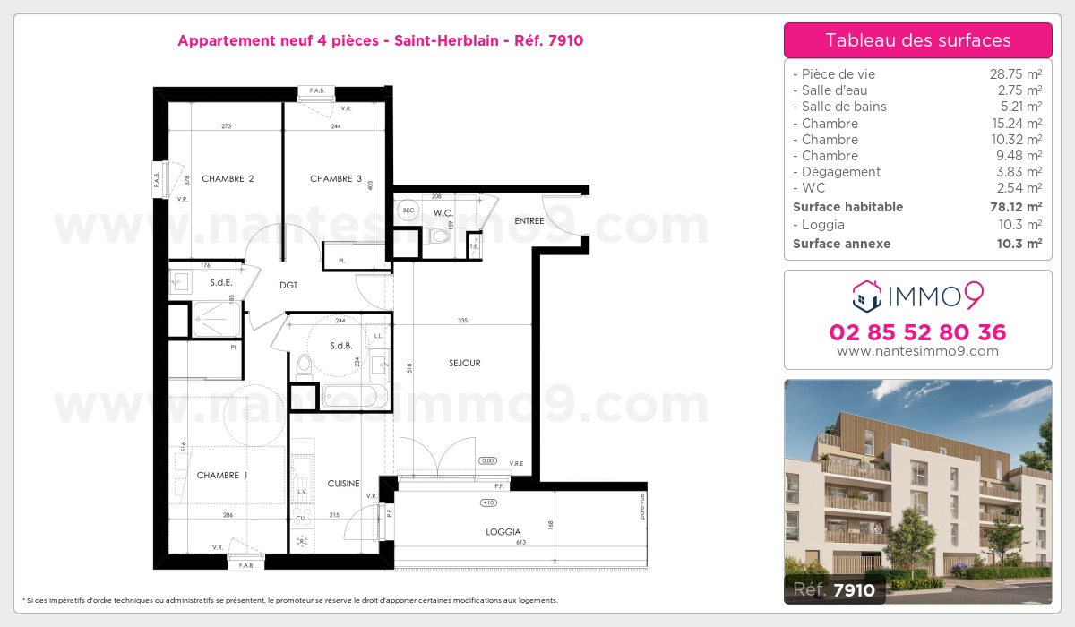Plan et surfaces, Programme neuf Saint-Herblain Référence n° 7910