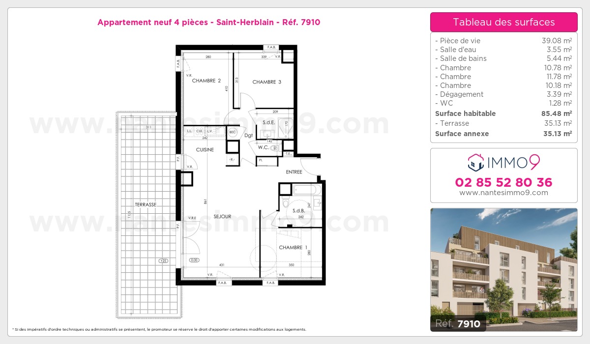 Plan et surfaces, Programme neuf Saint-Herblain Référence n° 7910