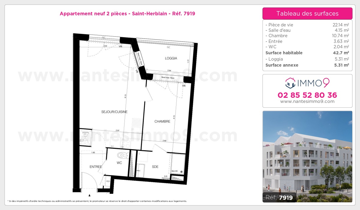 Plan et surfaces, Programme neuf Saint-Herblain Référence n° 7919