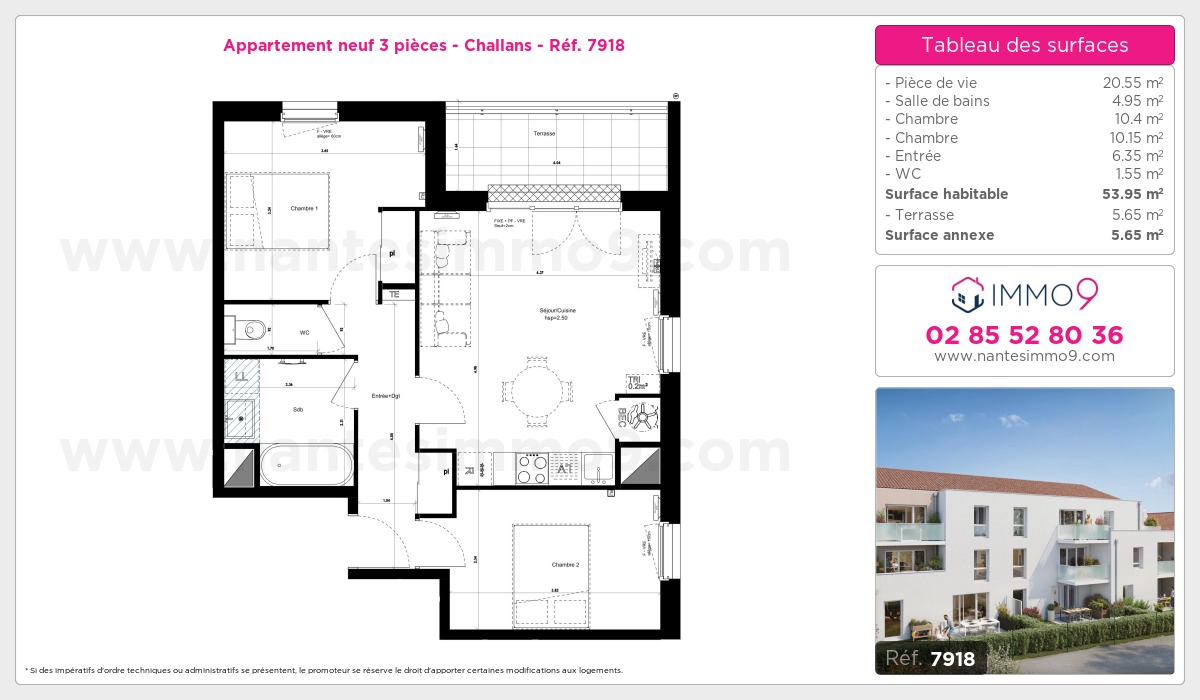 Plan et surfaces, Programme neuf Challans Référence n° 7918