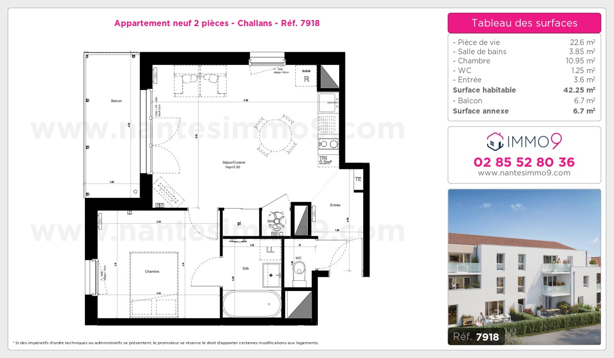 Plan et surfaces, Programme neuf Challans Référence n° 7918