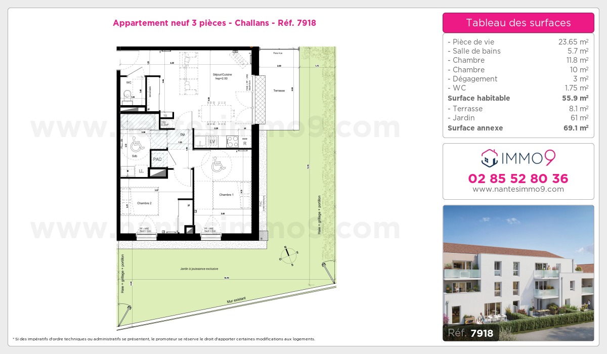 Plan et surfaces, Programme neuf Challans Référence n° 7918