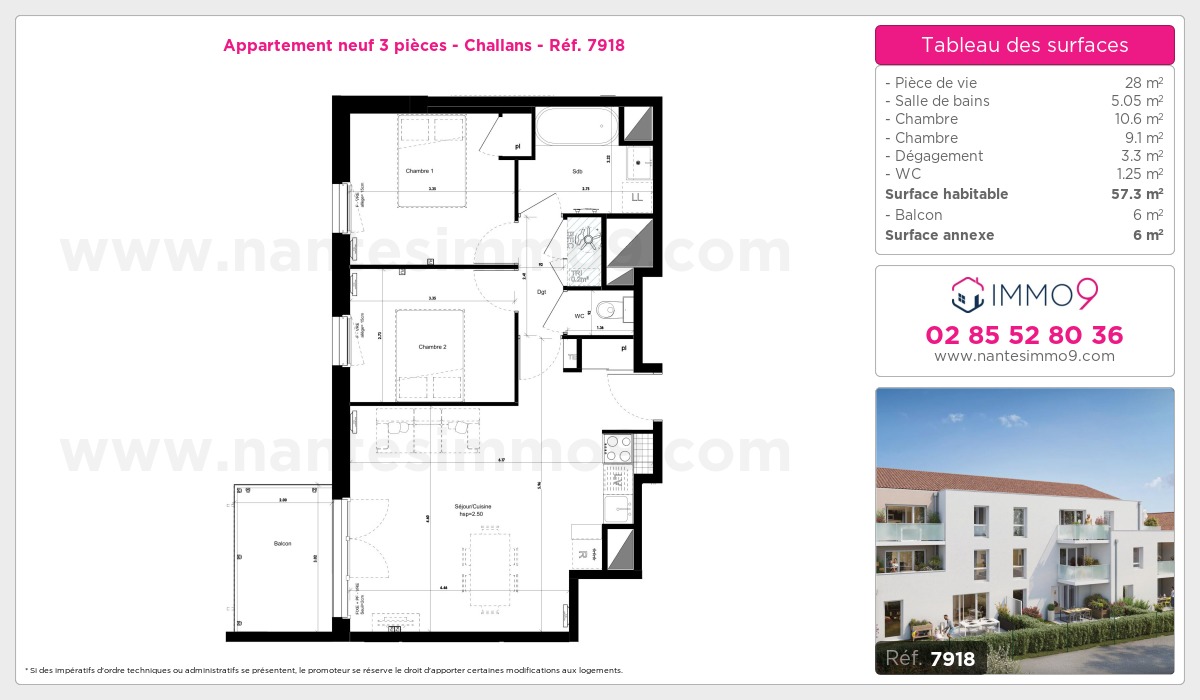 Plan et surfaces, Programme neuf Challans Référence n° 7918