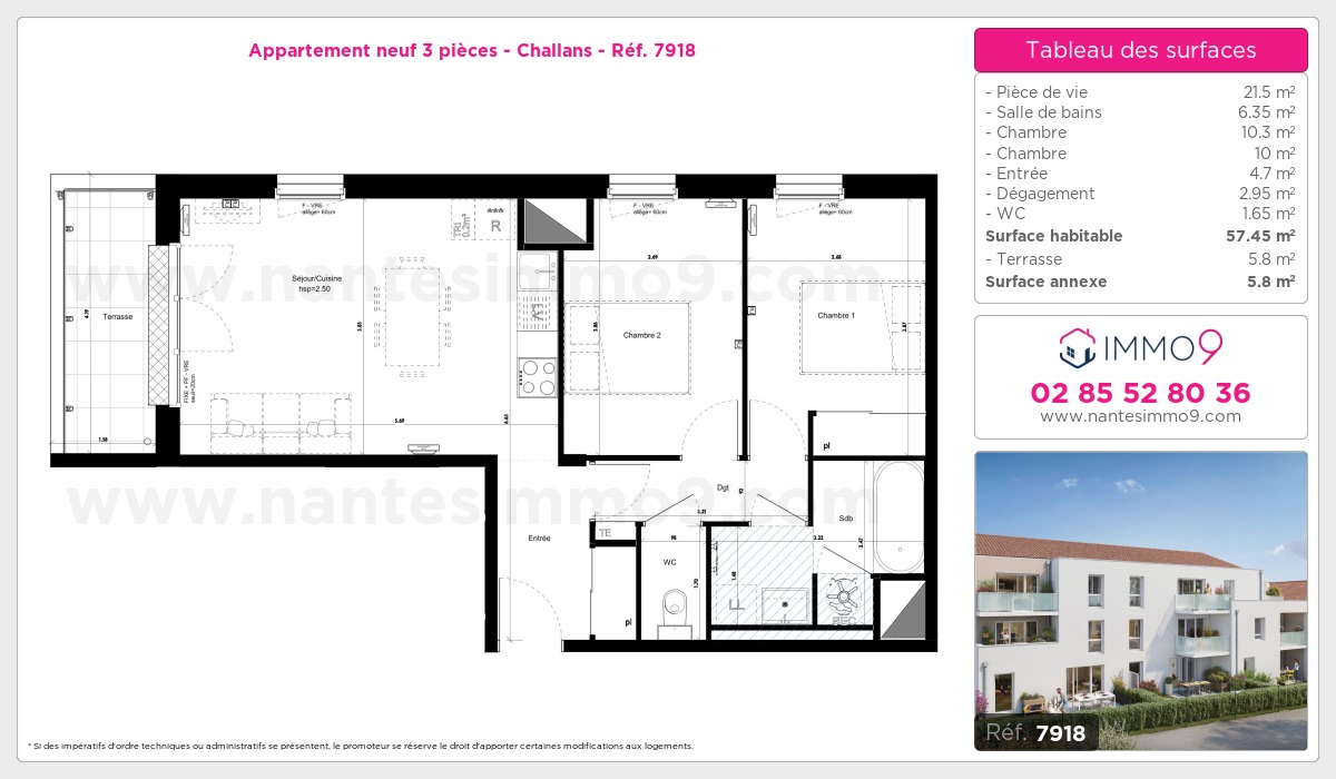 Plan et surfaces, Programme neuf Challans Référence n° 7918