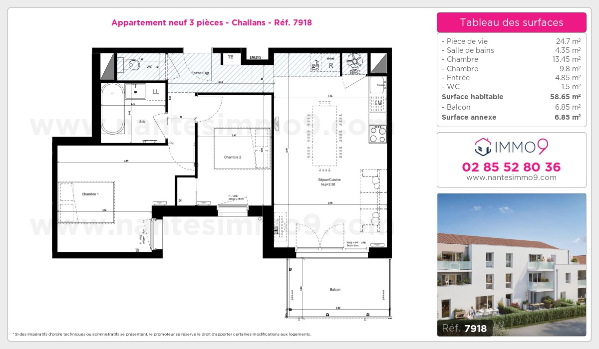 Plan et surfaces, Programme neuf Challans Référence n° 7918