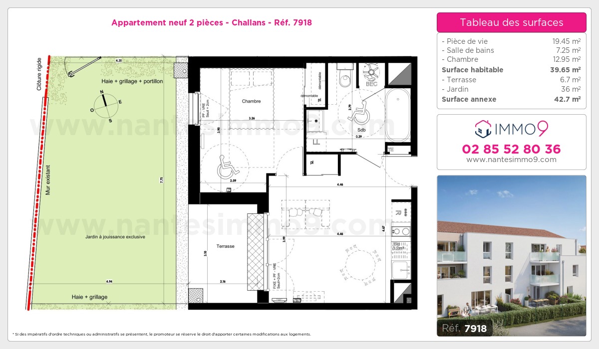 Plan et surfaces, Programme neuf Challans Référence n° 7918