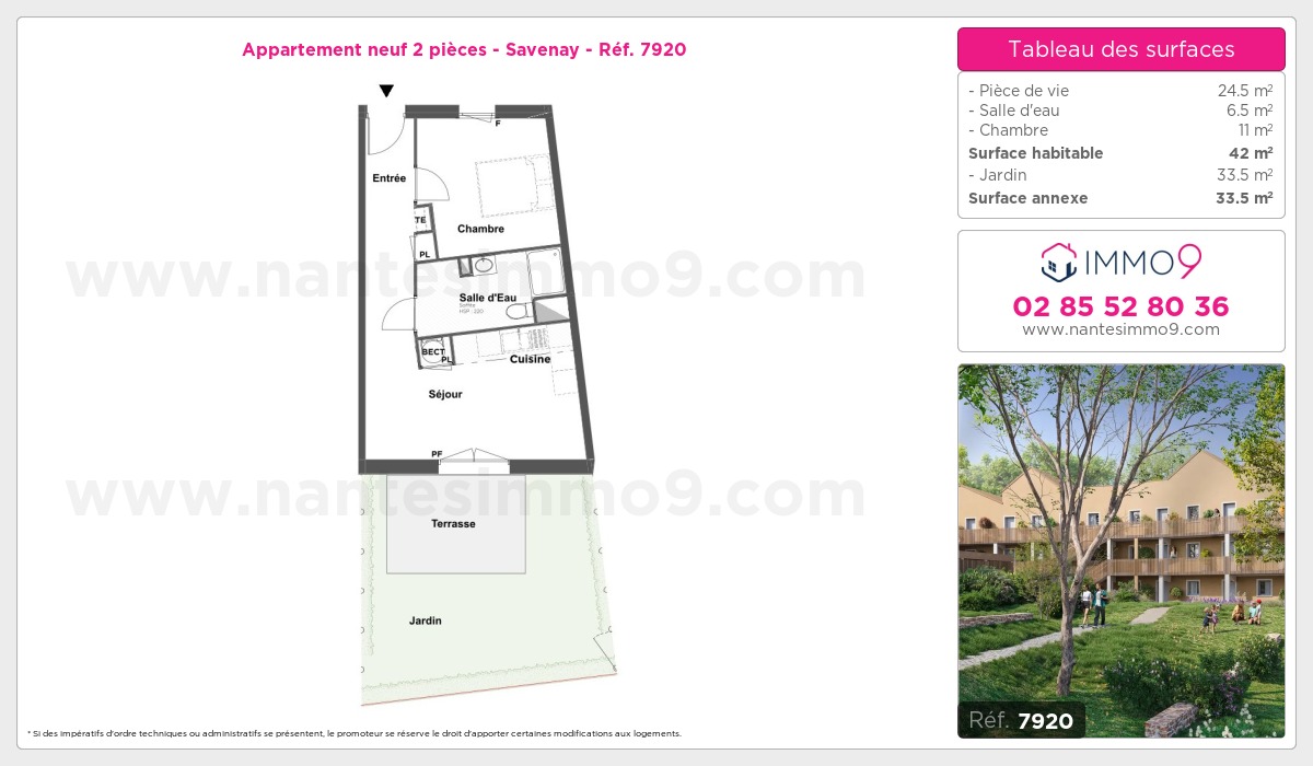 Plan et surfaces, Programme neuf Savenay Référence n° 7920