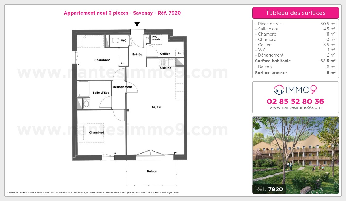 Plan et surfaces, Programme neuf Savenay Référence n° 7920
