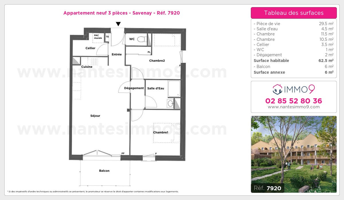 Plan et surfaces, Programme neuf Savenay Référence n° 7920