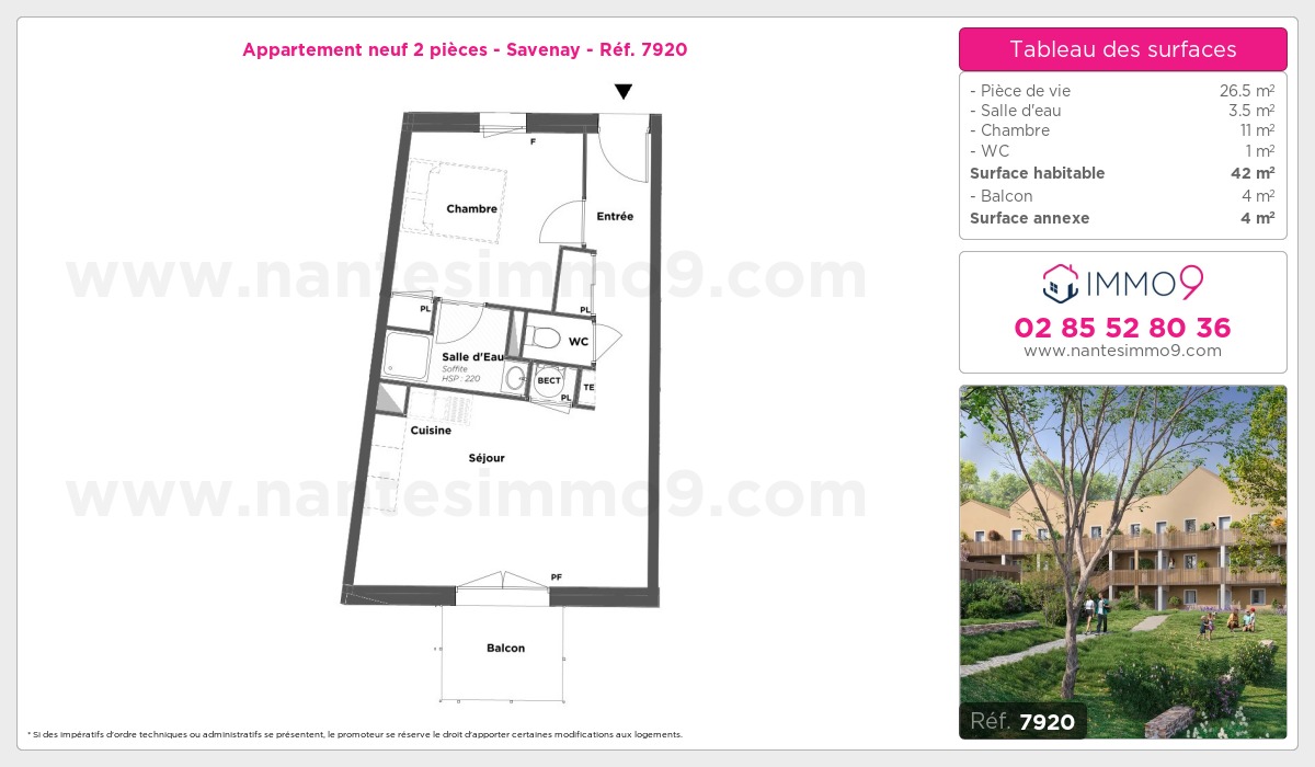 Plan et surfaces, Programme neuf Savenay Référence n° 7920