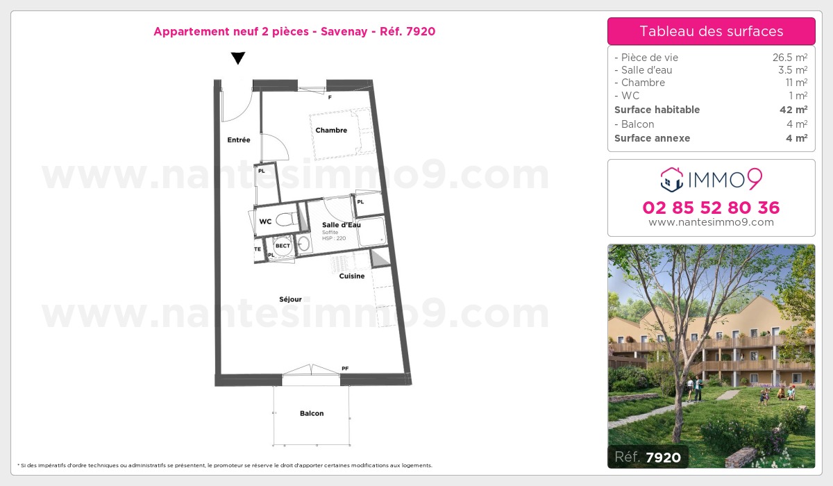 Plan et surfaces, Programme neuf Savenay Référence n° 7920