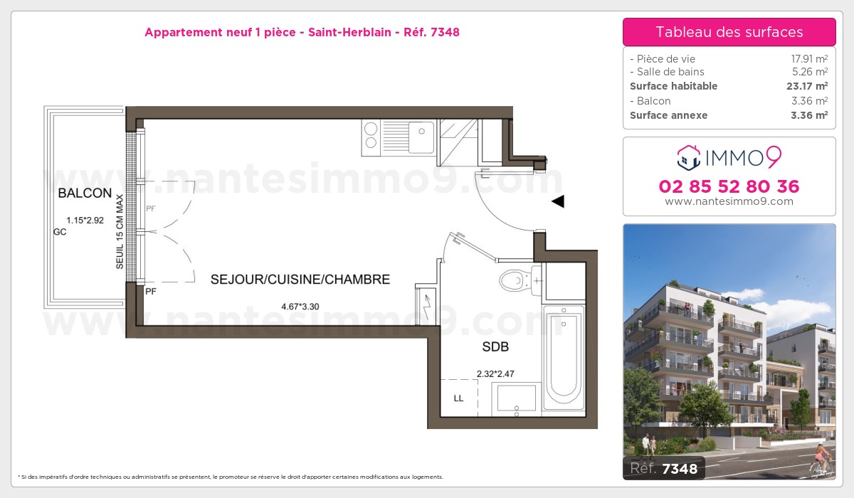 Plan et surfaces, Programme neuf Saint-Herblain Référence n° 7348