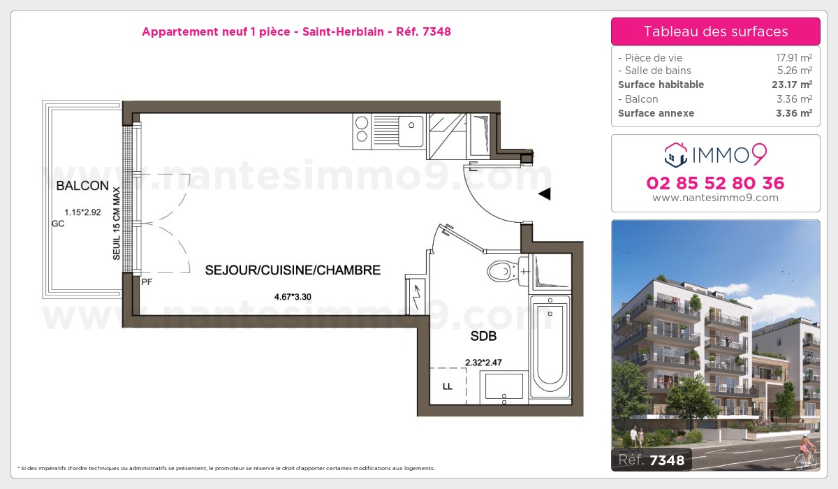 Plan et surfaces, Programme neuf Saint-Herblain Référence n° 7348