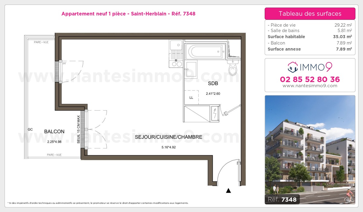 Plan et surfaces, Programme neuf Saint-Herblain Référence n° 7348
