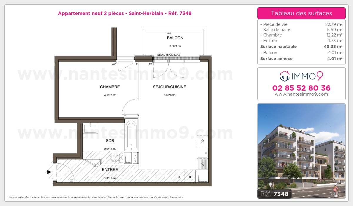 Plan et surfaces, Programme neuf Saint-Herblain Référence n° 7348