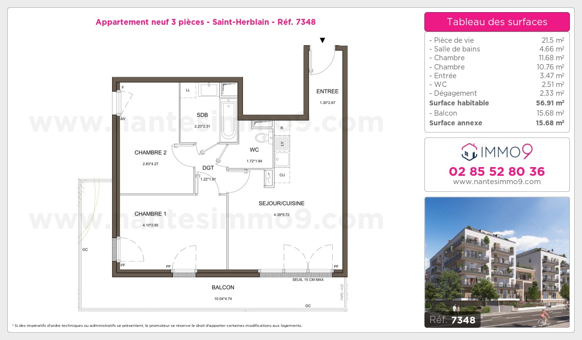 Plan et surfaces, Programme neuf Saint-Herblain Référence n° 7348