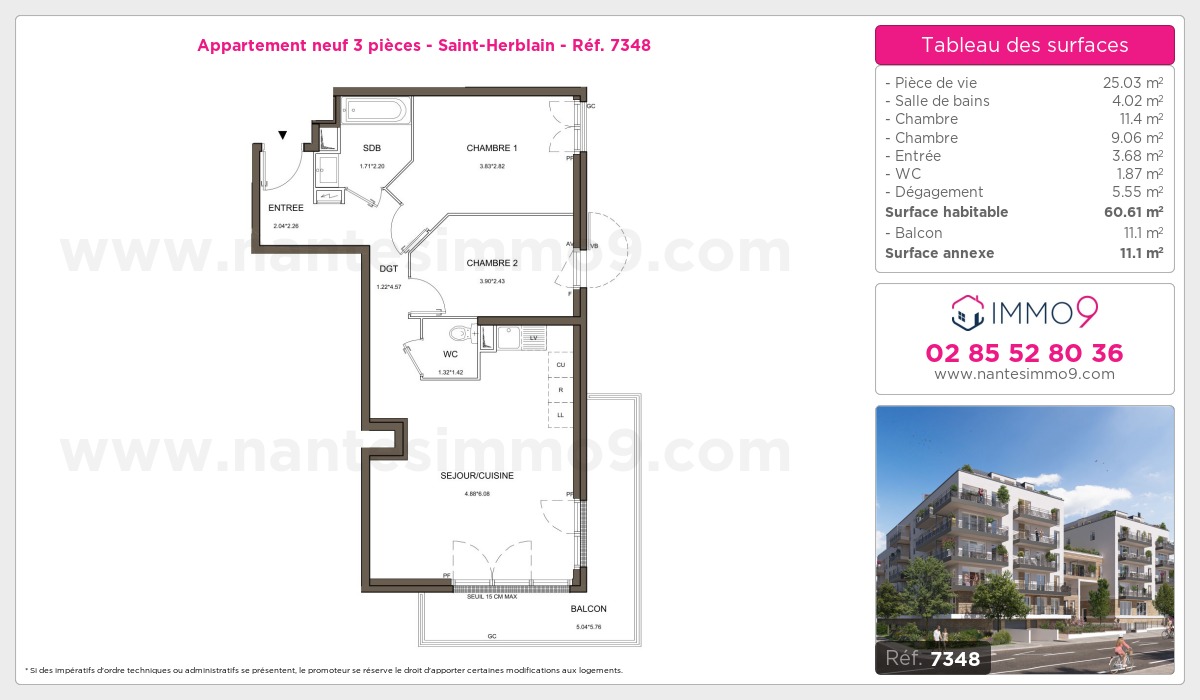 Plan et surfaces, Programme neuf Saint-Herblain Référence n° 7348