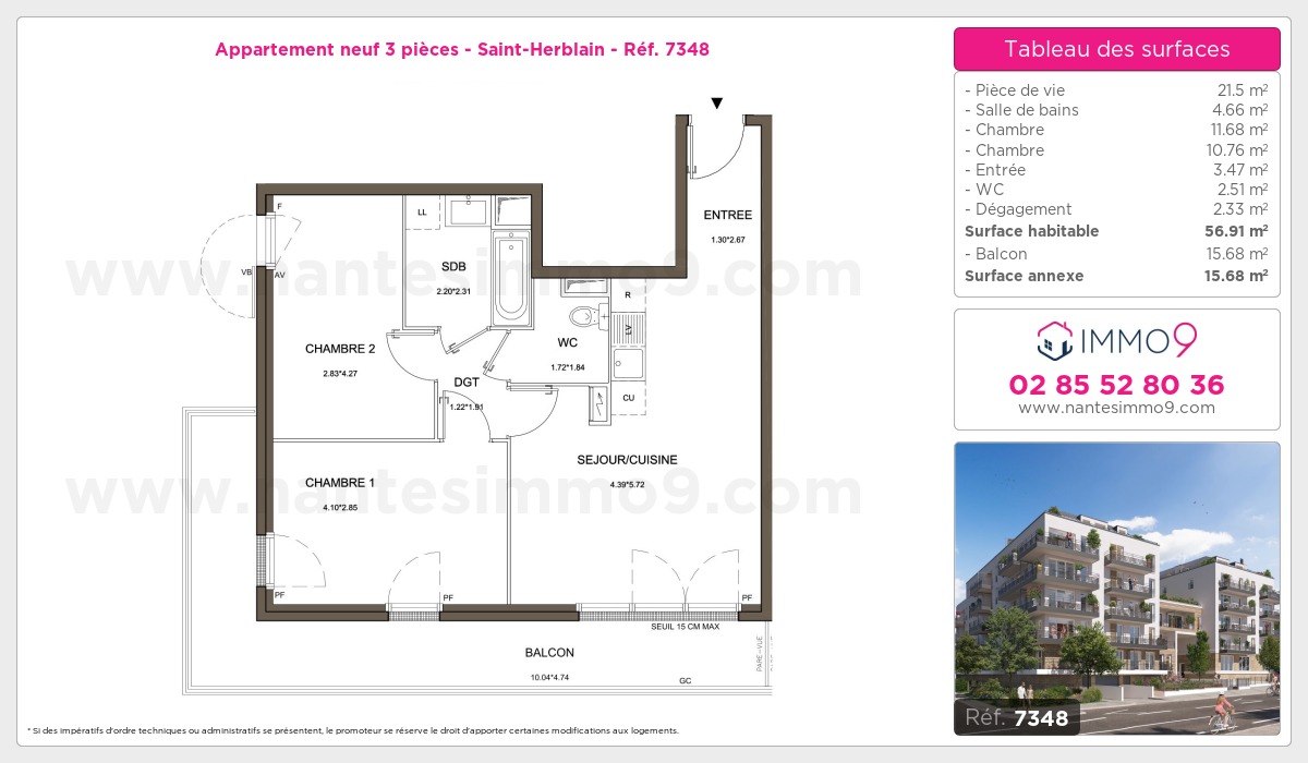 Plan et surfaces, Programme neuf Saint-Herblain Référence n° 7348