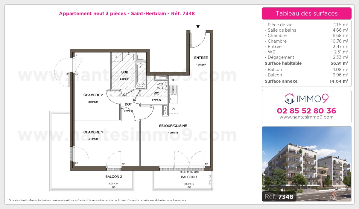 Plan et surfaces, Programme neuf Saint-Herblain Référence n° 7348