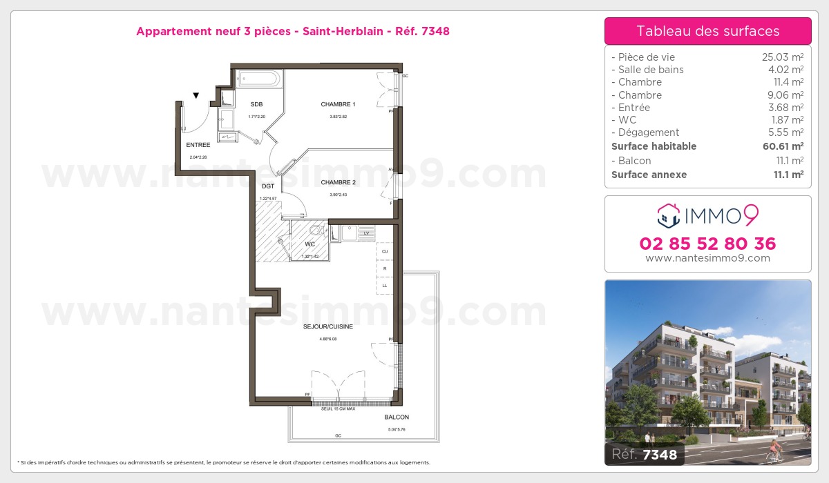Plan et surfaces, Programme neuf Saint-Herblain Référence n° 7348