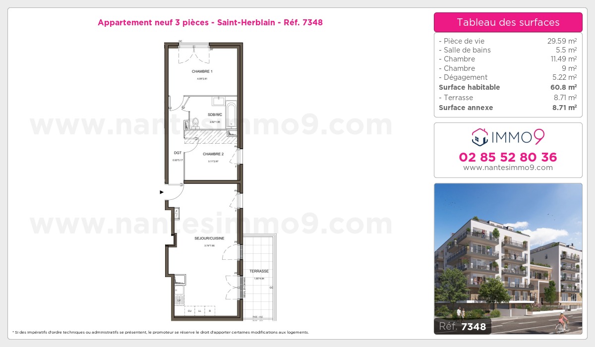 Plan et surfaces, Programme neuf Saint-Herblain Référence n° 7348
