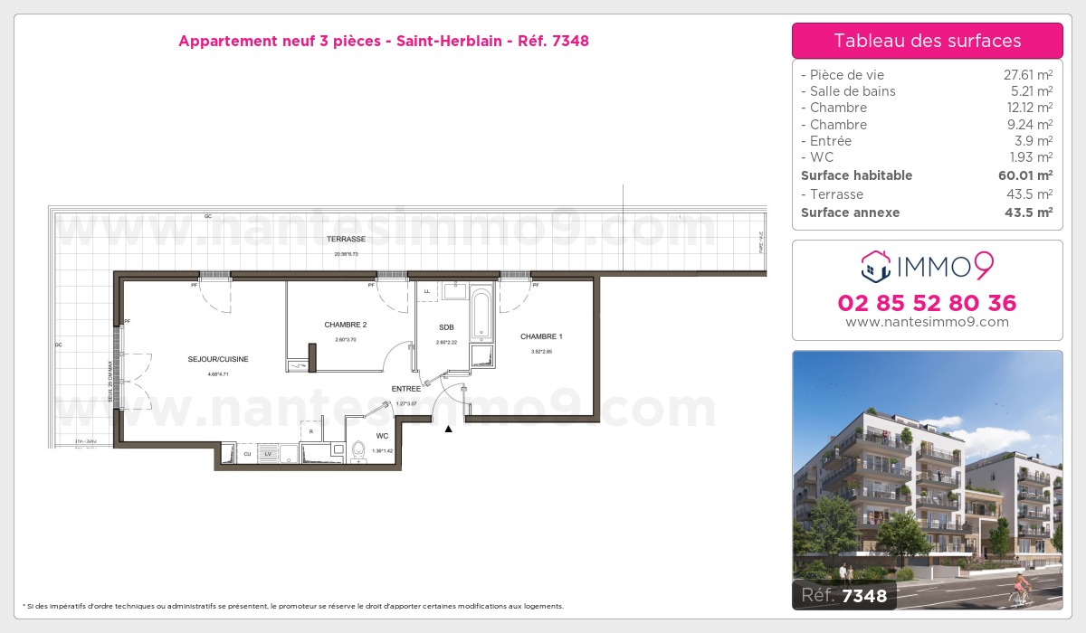 Plan et surfaces, Programme neuf Saint-Herblain Référence n° 7348