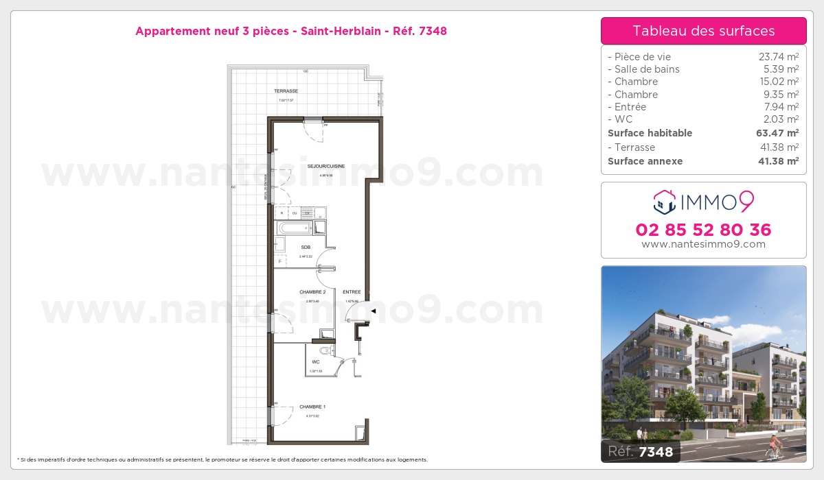 Plan et surfaces, Programme neuf Saint-Herblain Référence n° 7348