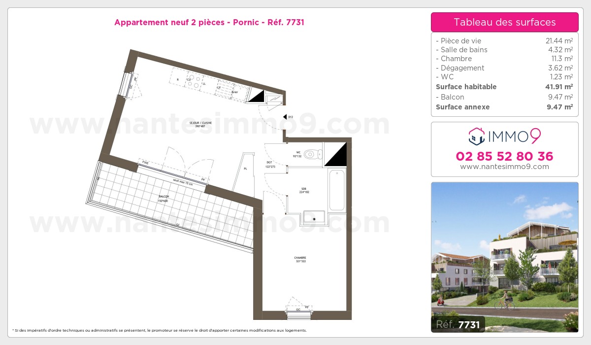 Plan et surfaces, Programme neuf Pornic Référence n° 7731
