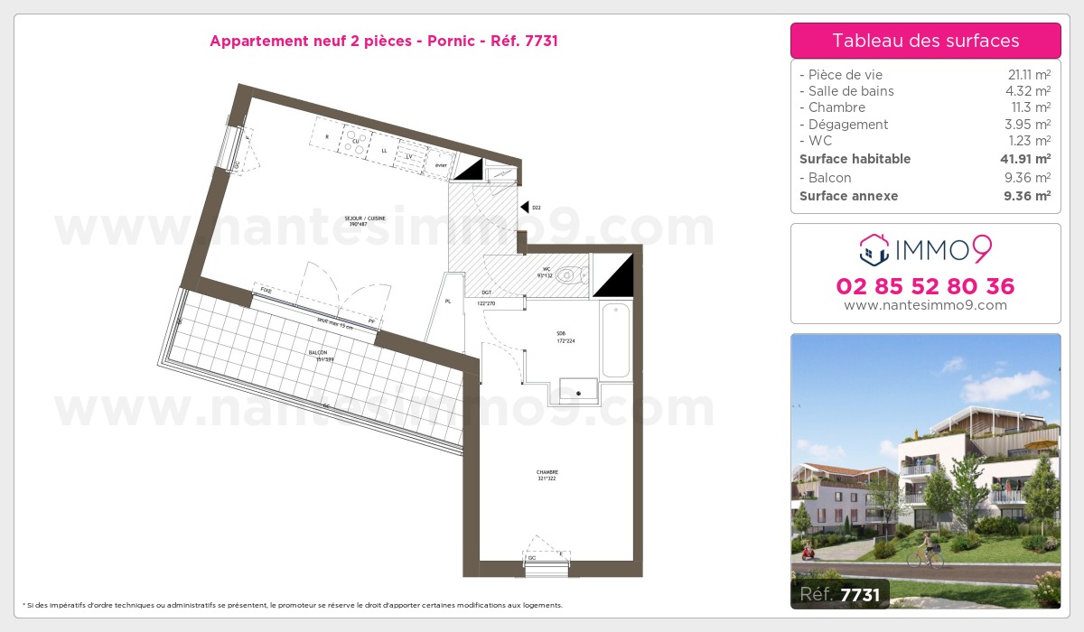 Plan et surfaces, Programme neuf Pornic Référence n° 7731
