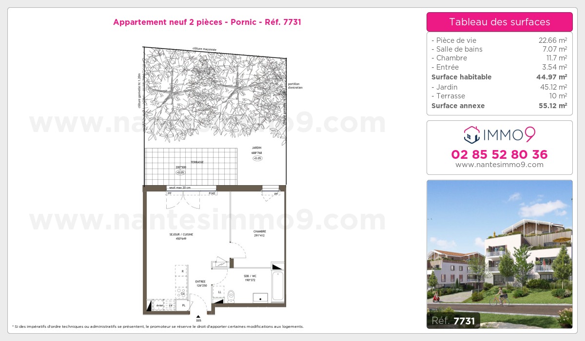 Plan et surfaces, Programme neuf Pornic Référence n° 7731