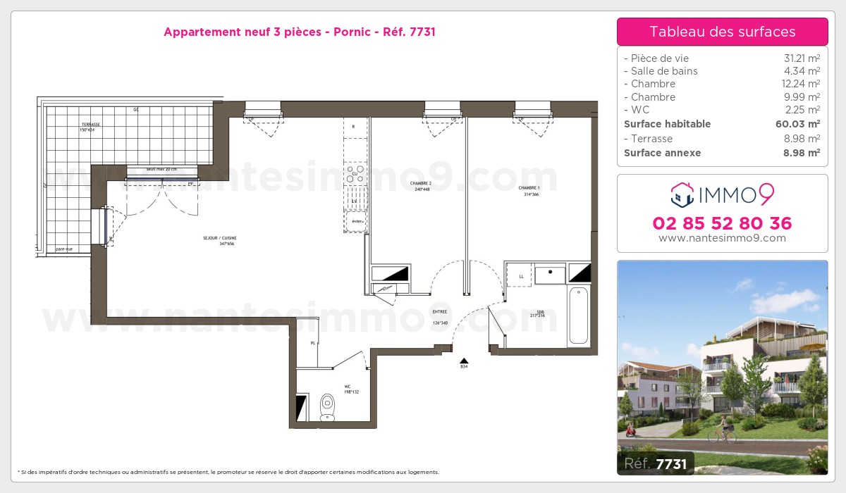 Plan et surfaces, Programme neuf Pornic Référence n° 7731