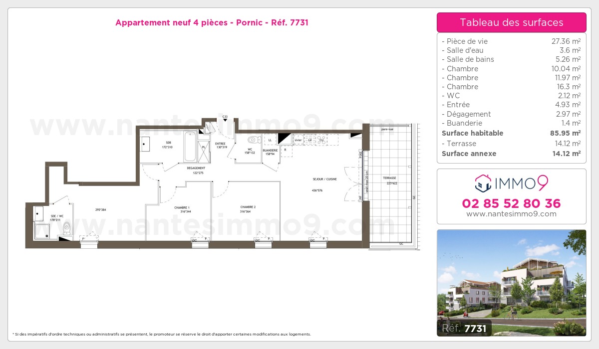 Plan et surfaces, Programme neuf Pornic Référence n° 7731