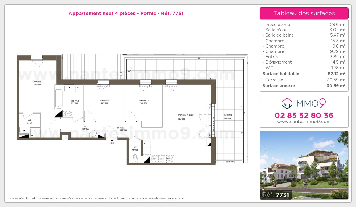 Plan et surfaces, Programme neuf Pornic Référence n° 7731