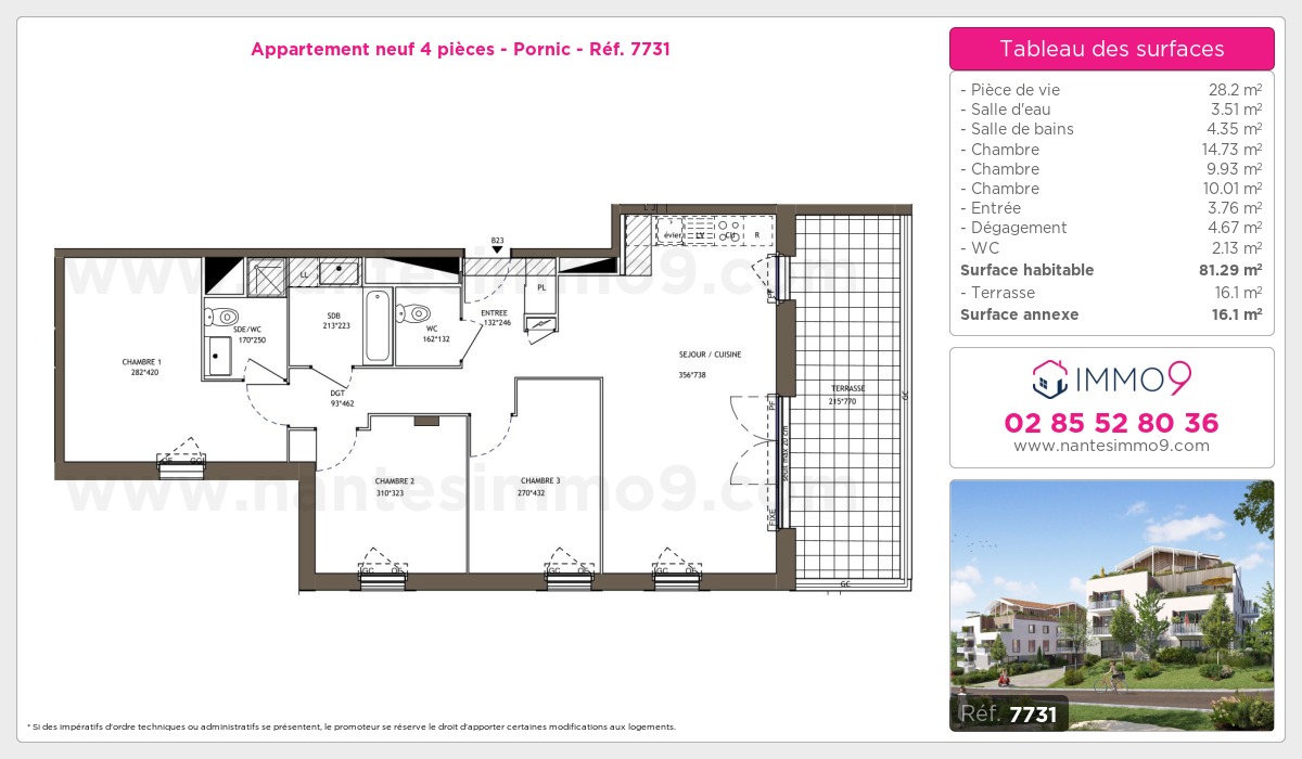 Plan et surfaces, Programme neuf Pornic Référence n° 7731