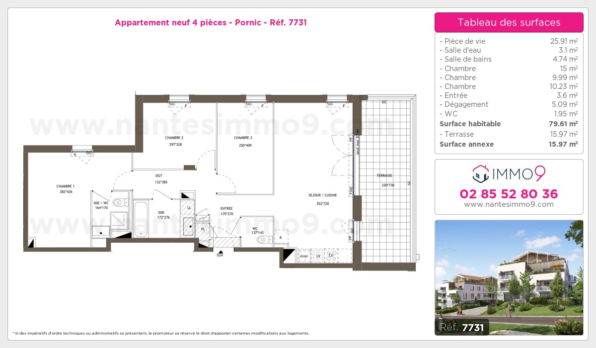 Plan et surfaces, Programme neuf Pornic Référence n° 7731