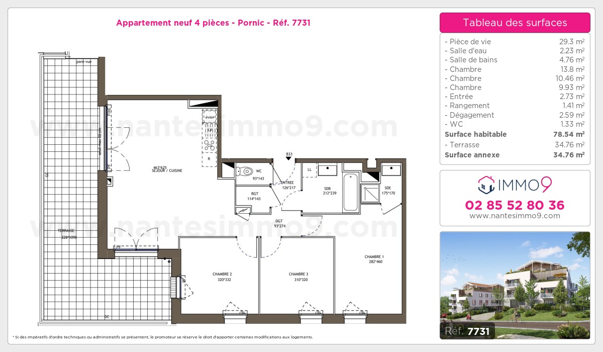 Plan et surfaces, Programme neuf Pornic Référence n° 7731