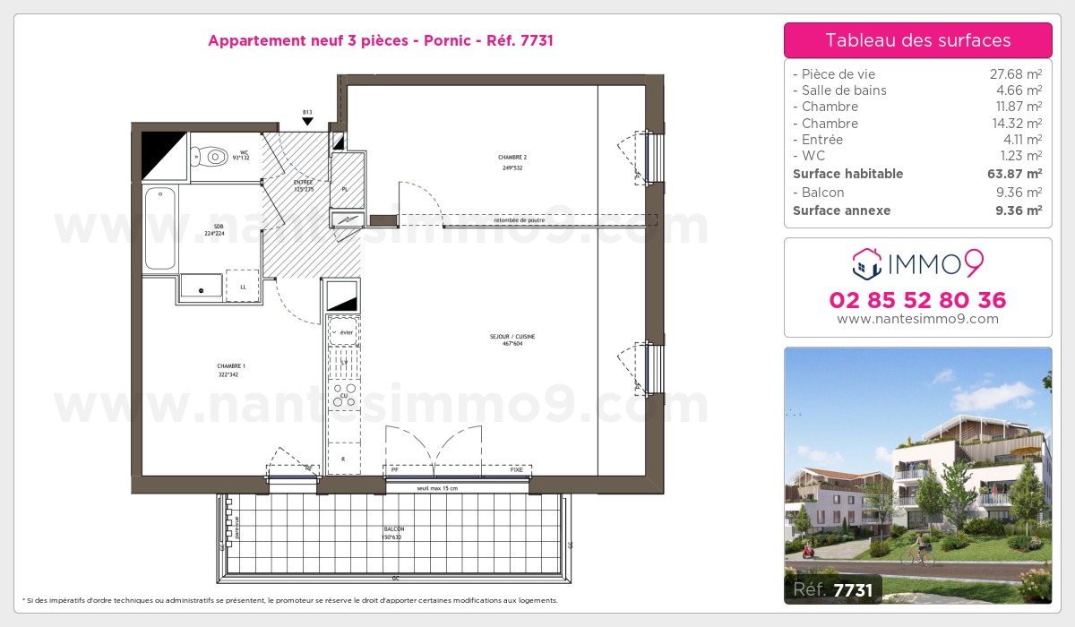 Plan et surfaces, Programme neuf Pornic Référence n° 7731