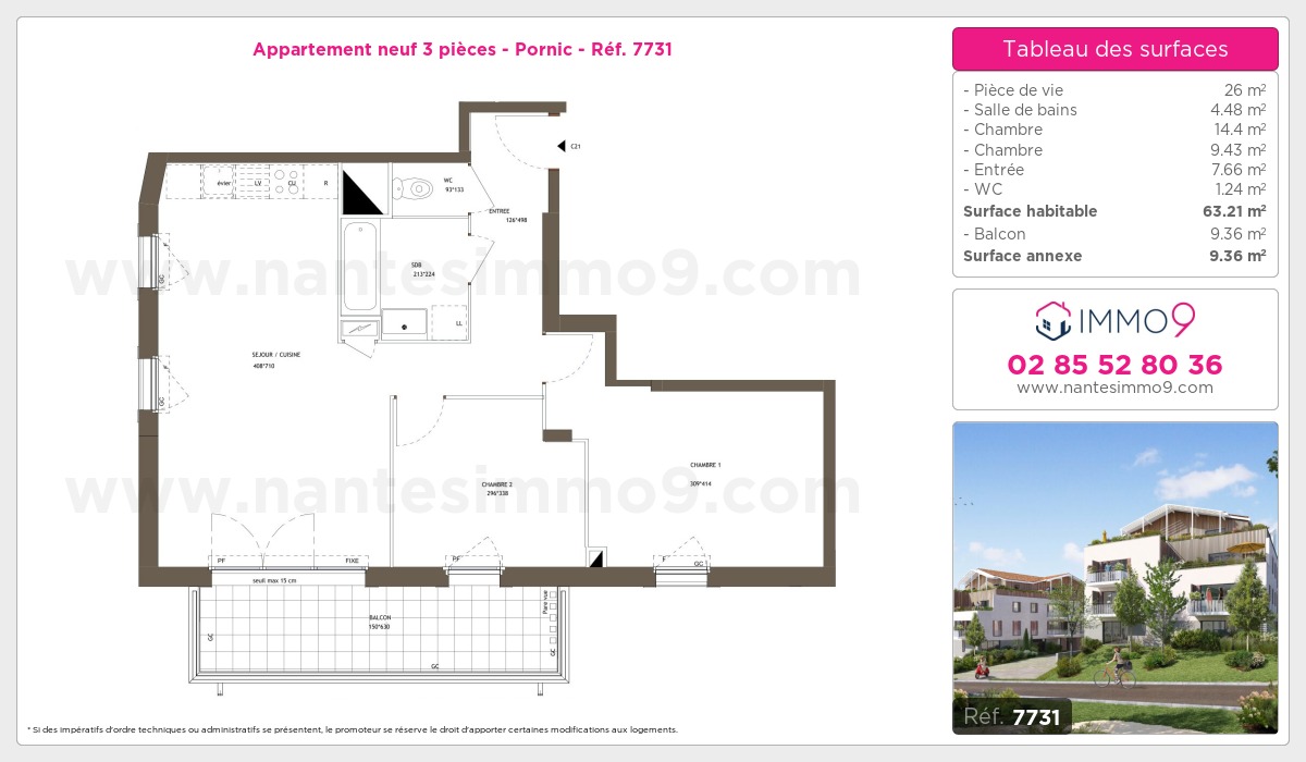 Plan et surfaces, Programme neuf Pornic Référence n° 7731