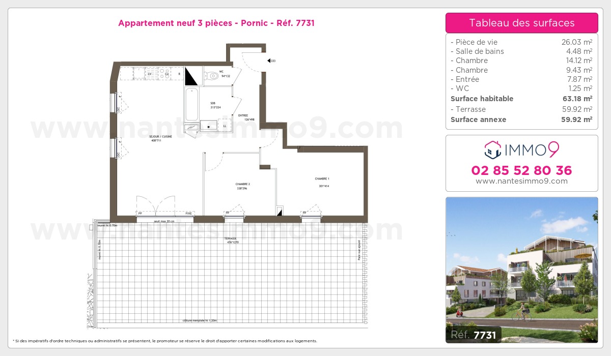 Plan et surfaces, Programme neuf Pornic Référence n° 7731