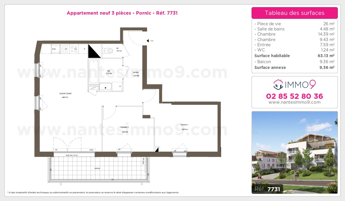 Plan et surfaces, Programme neuf Pornic Référence n° 7731
