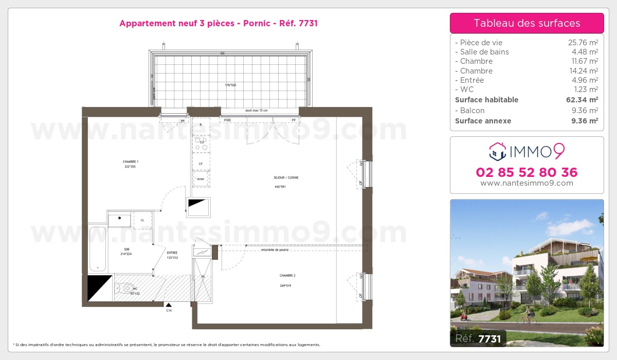 Plan et surfaces, Programme neuf Pornic Référence n° 7731