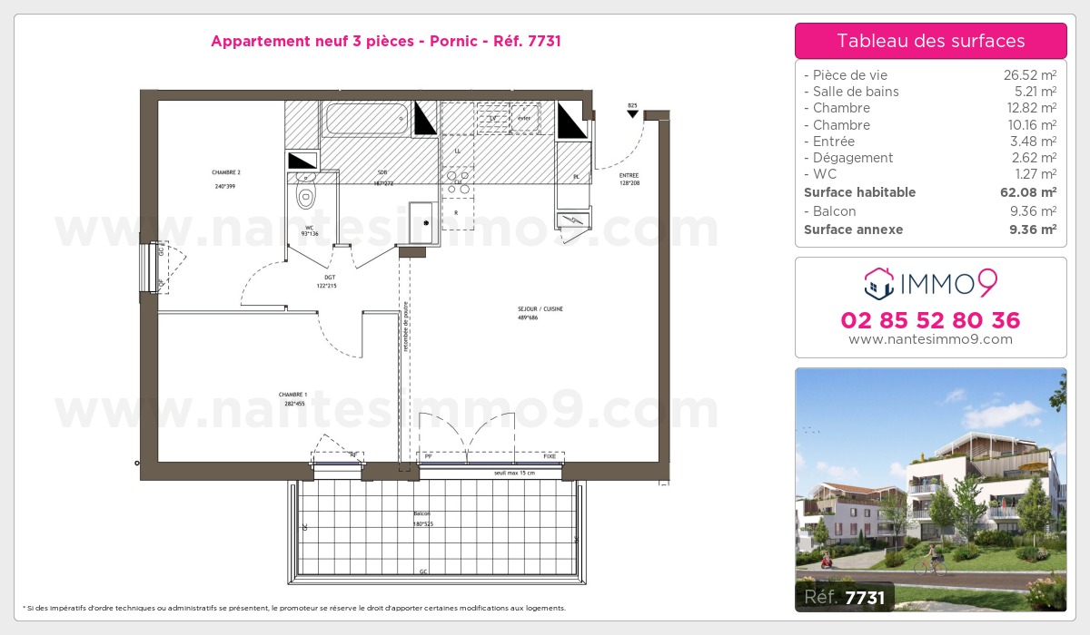 Plan et surfaces, Programme neuf Pornic Référence n° 7731