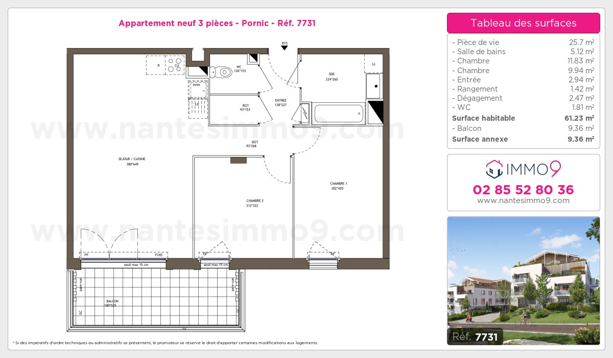 Plan et surfaces, Programme neuf Pornic Référence n° 7731