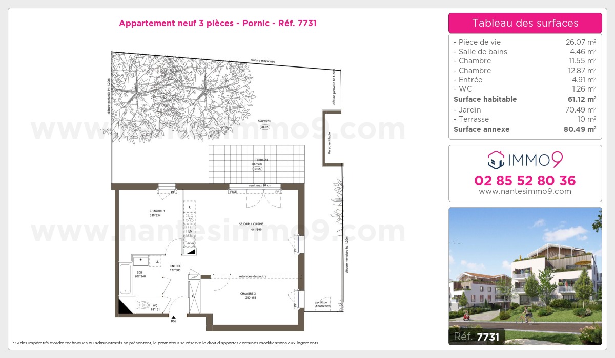 Plan et surfaces, Programme neuf Pornic Référence n° 7731